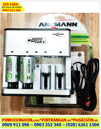 Ansman Photocam V, Bộ sạc 4viên pin D - Kèm sẳn 2 pin sạc Ansman D5000mAh-1.2v Mignon chính hãng